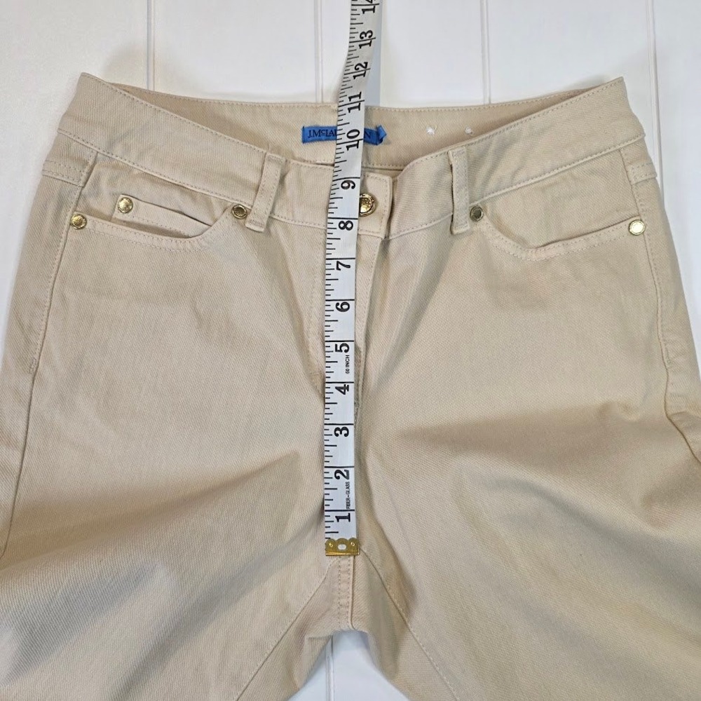 J.McLaughlin Womens 6 Lexi Jeans Slim Leg Raw Beige Stretch Cotton Gold Hardware - Picture 9 of 11